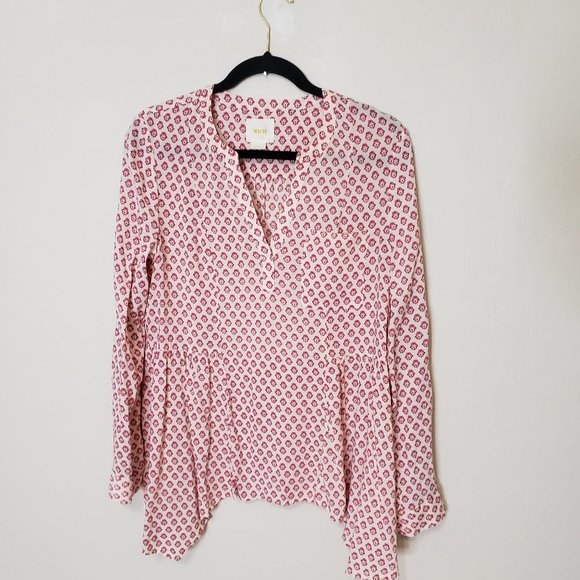 Anthropologie Tops - Anthropologie Maeve Laiken Henley Blouse Red 10